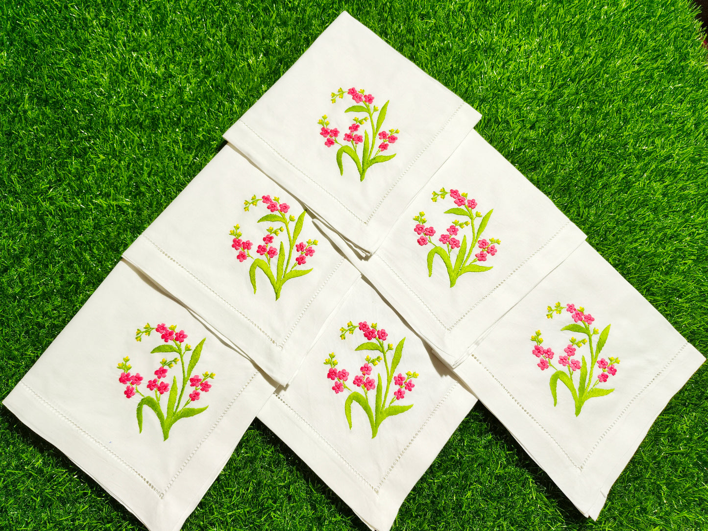 Hand Embroidered Pure Cotton Napkins (Set of 6)