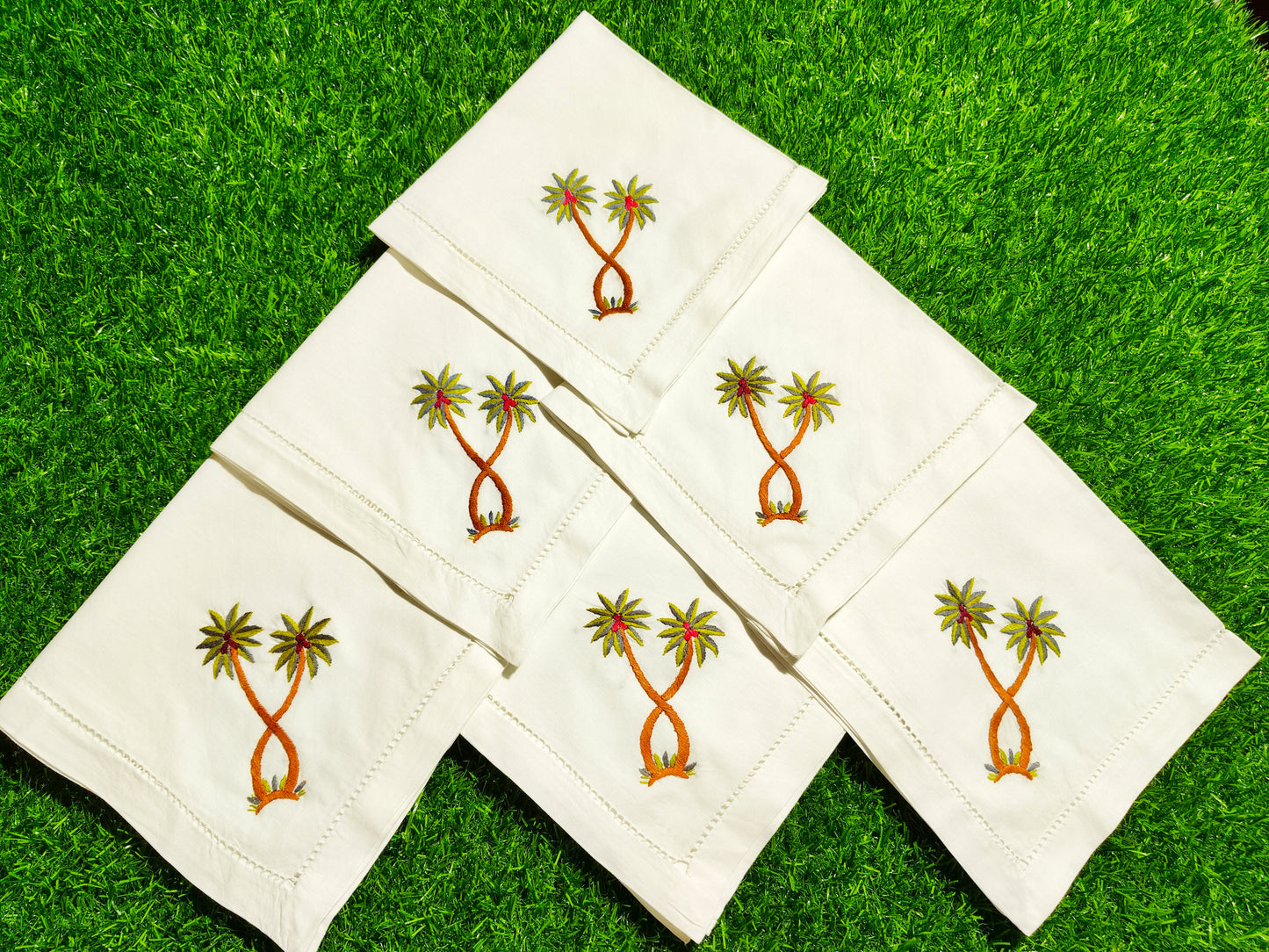 Hand Embroidered Pure Cotton Napkins (Set of 6)