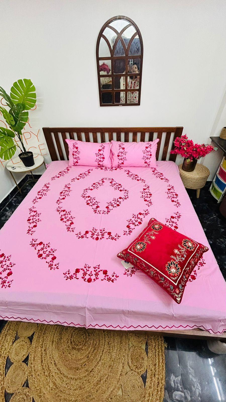 Chikonwala's Hand Embroidered Floral Design Bedsheet