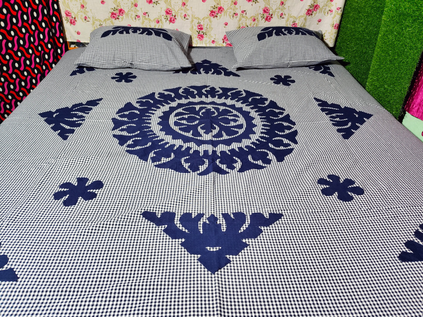 Chikonwala's Hand Pachwork Floral Design Bedsheet