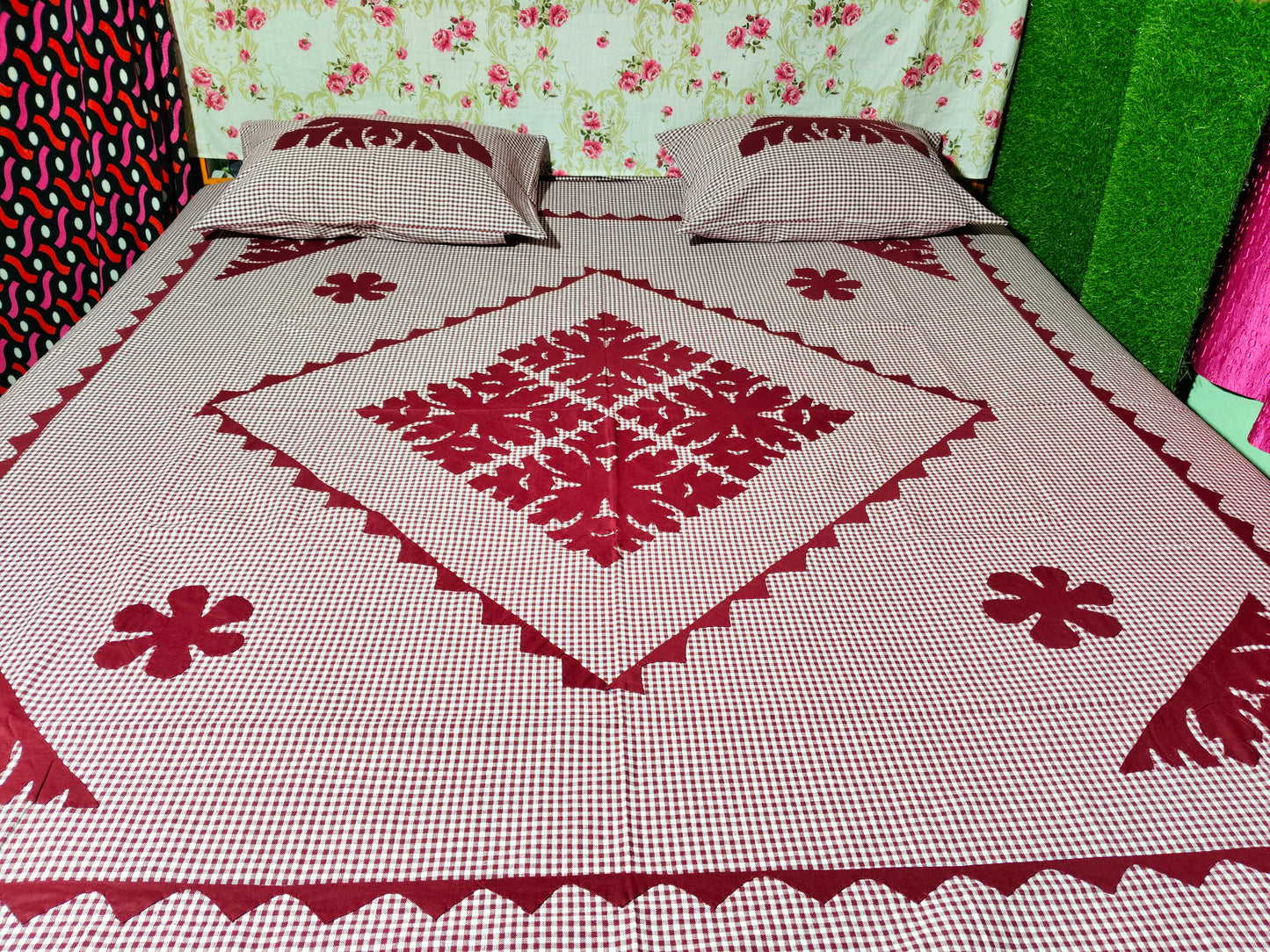 Chikonwala's Hand Pachwork Floral Design Bedsheet
