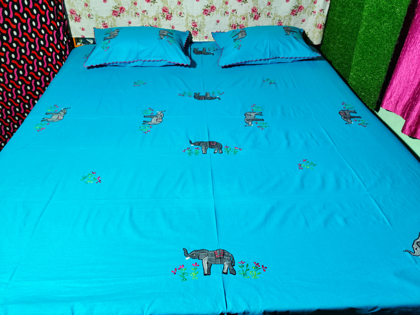Chikonwala's Hand Embroidered Floral Design Bedsheet