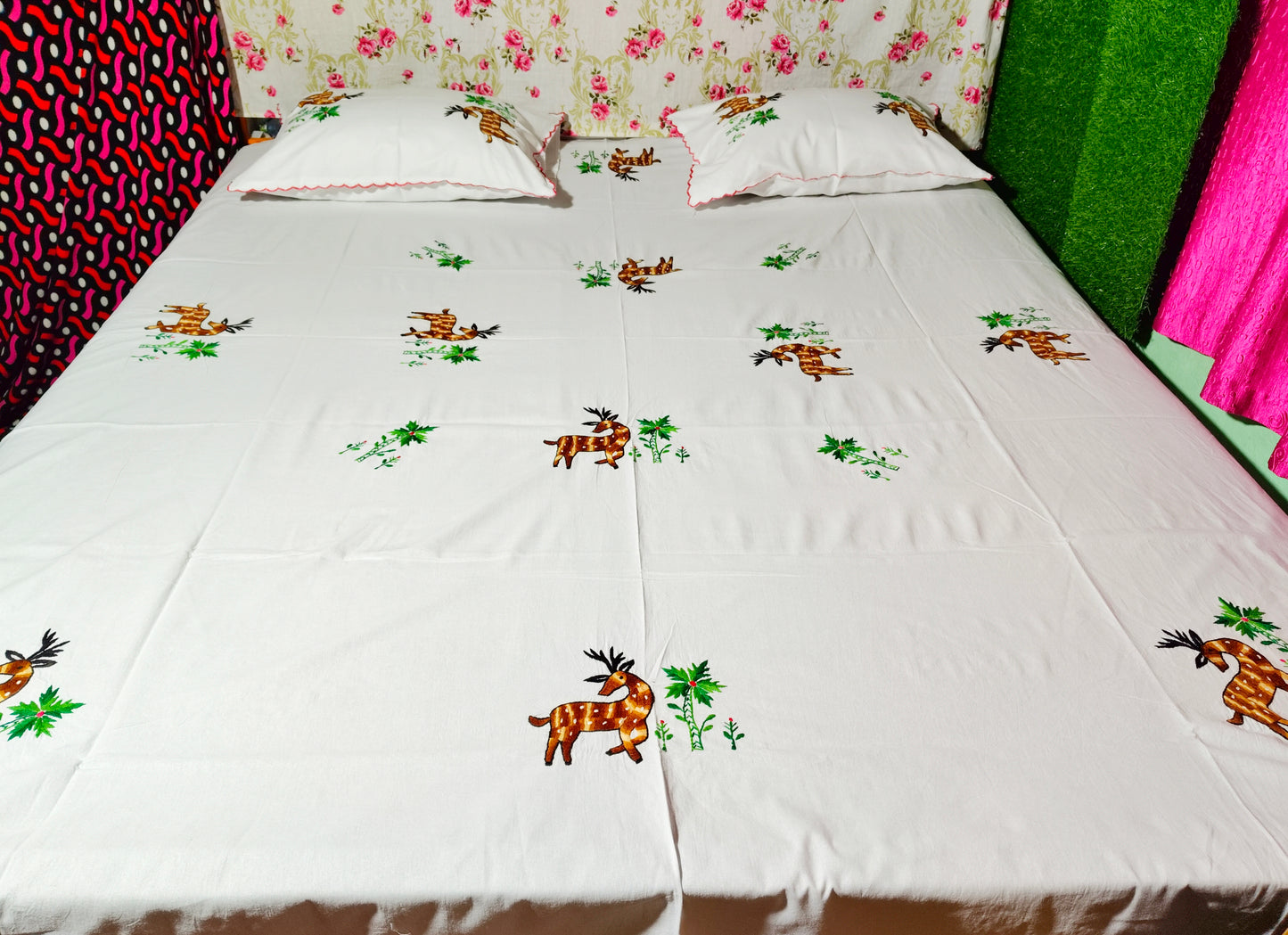 Chikonwala's Hand Embroidered Floral Design Bedsheet