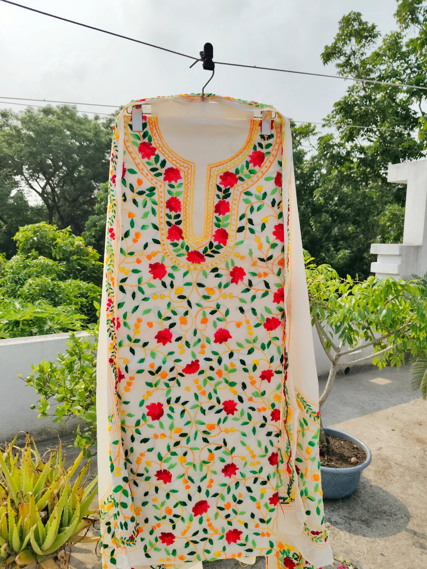 Chikonwala's Exclusive Hand Embroidered Fulkari Dress