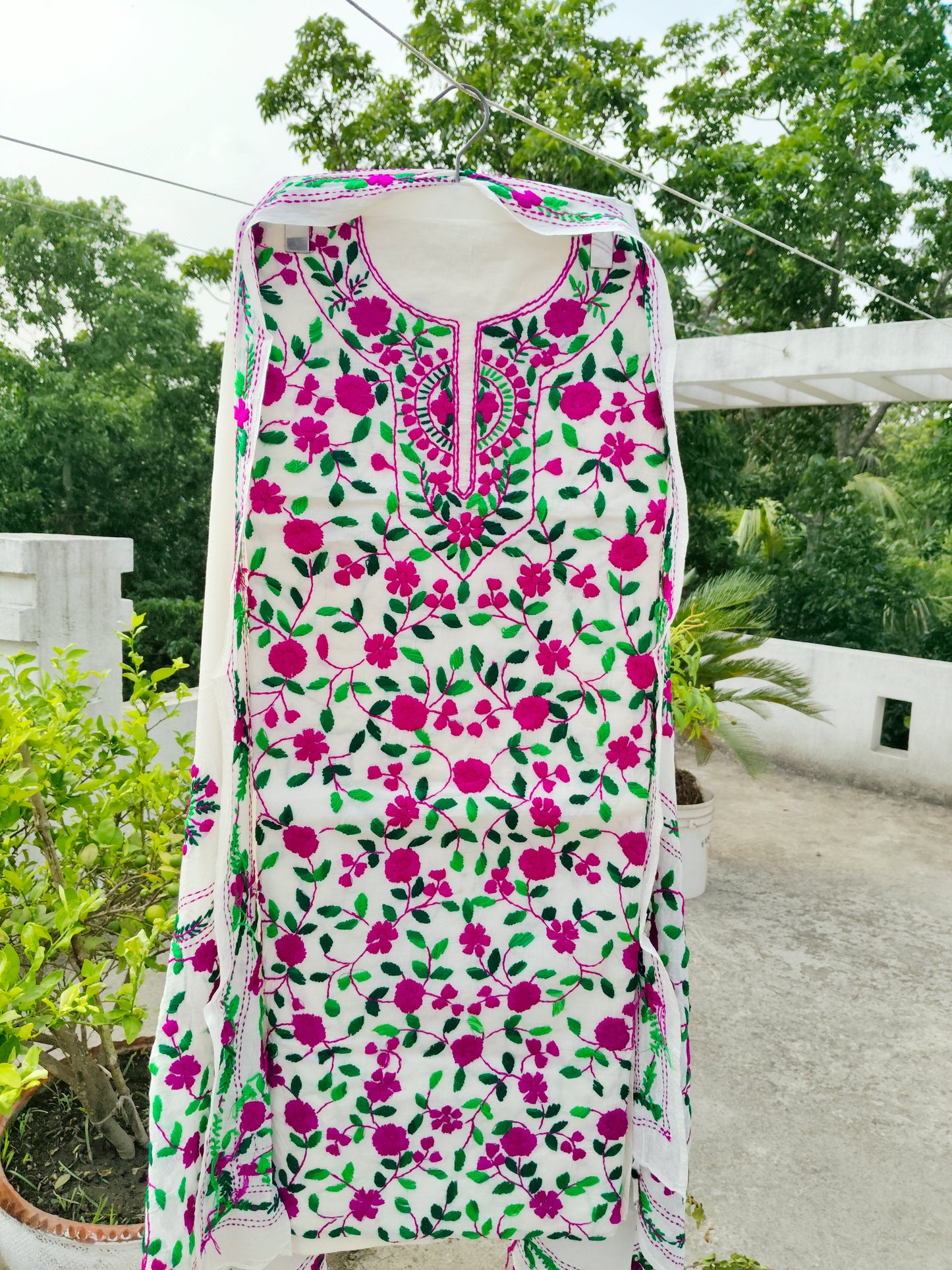 Chikonwala's Exclusive Hand Embroidered Fulkari Dress