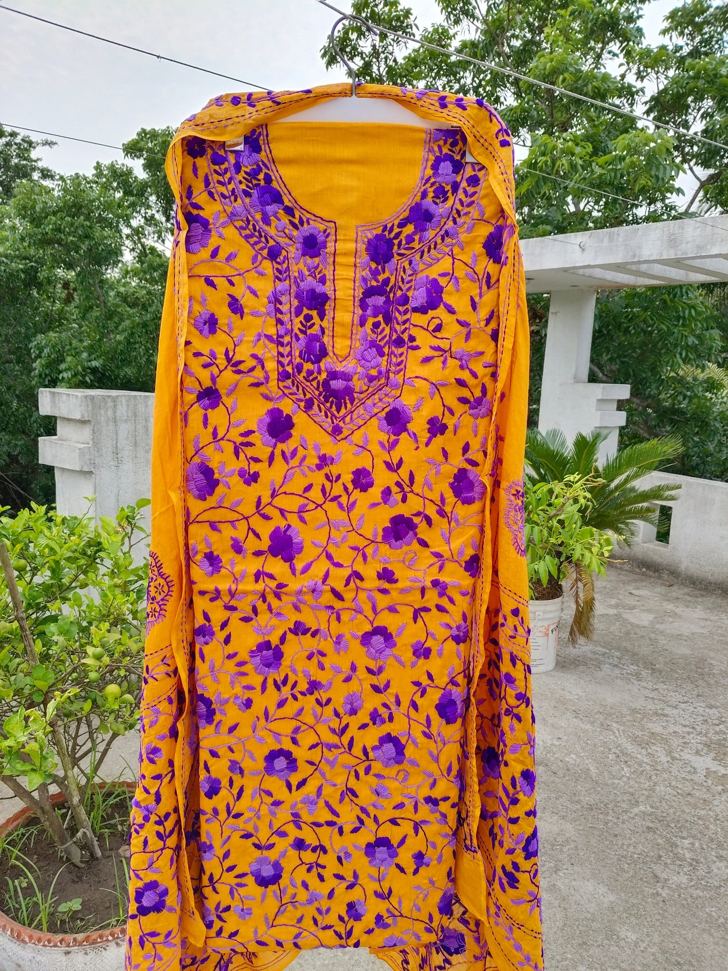 Chikonwala's Exclusive Hand Embroidered Fulkari Dress