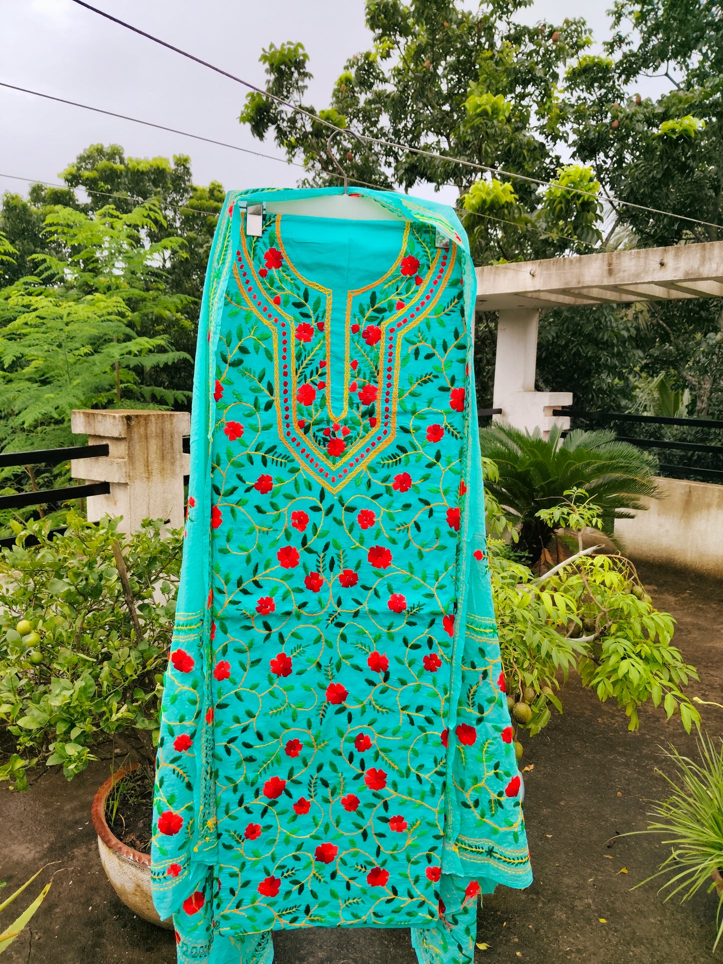 Chikonwala's Exclusive Hand Embroidered Fulkari Dress