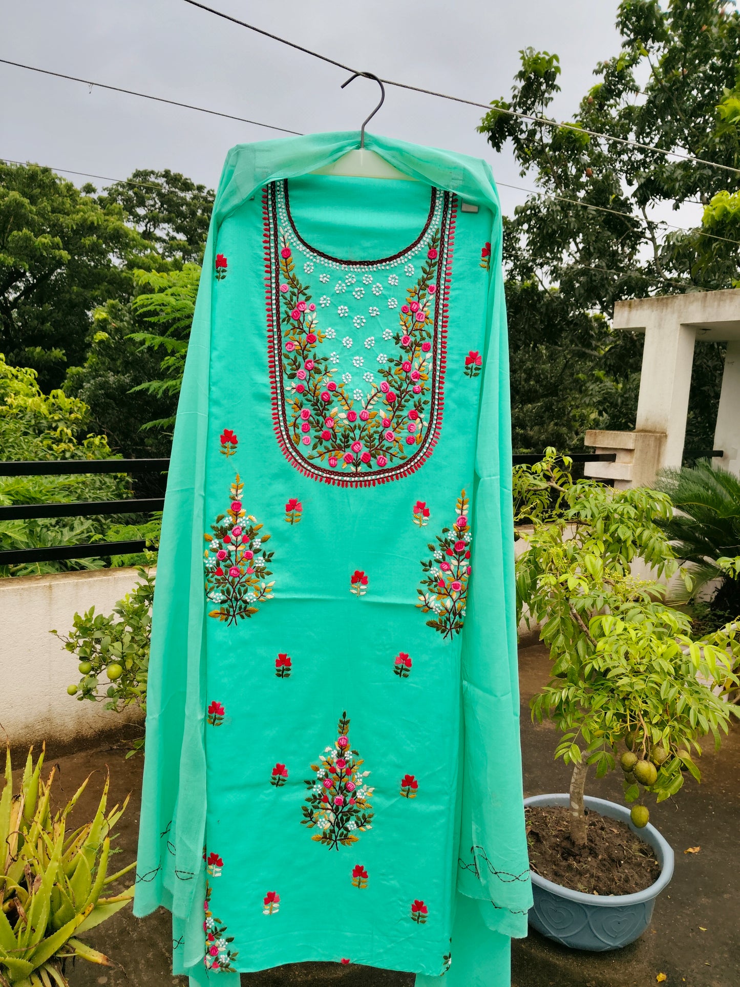 Chikonwala's Exclusive Hand Embroidered Fulkari Dress