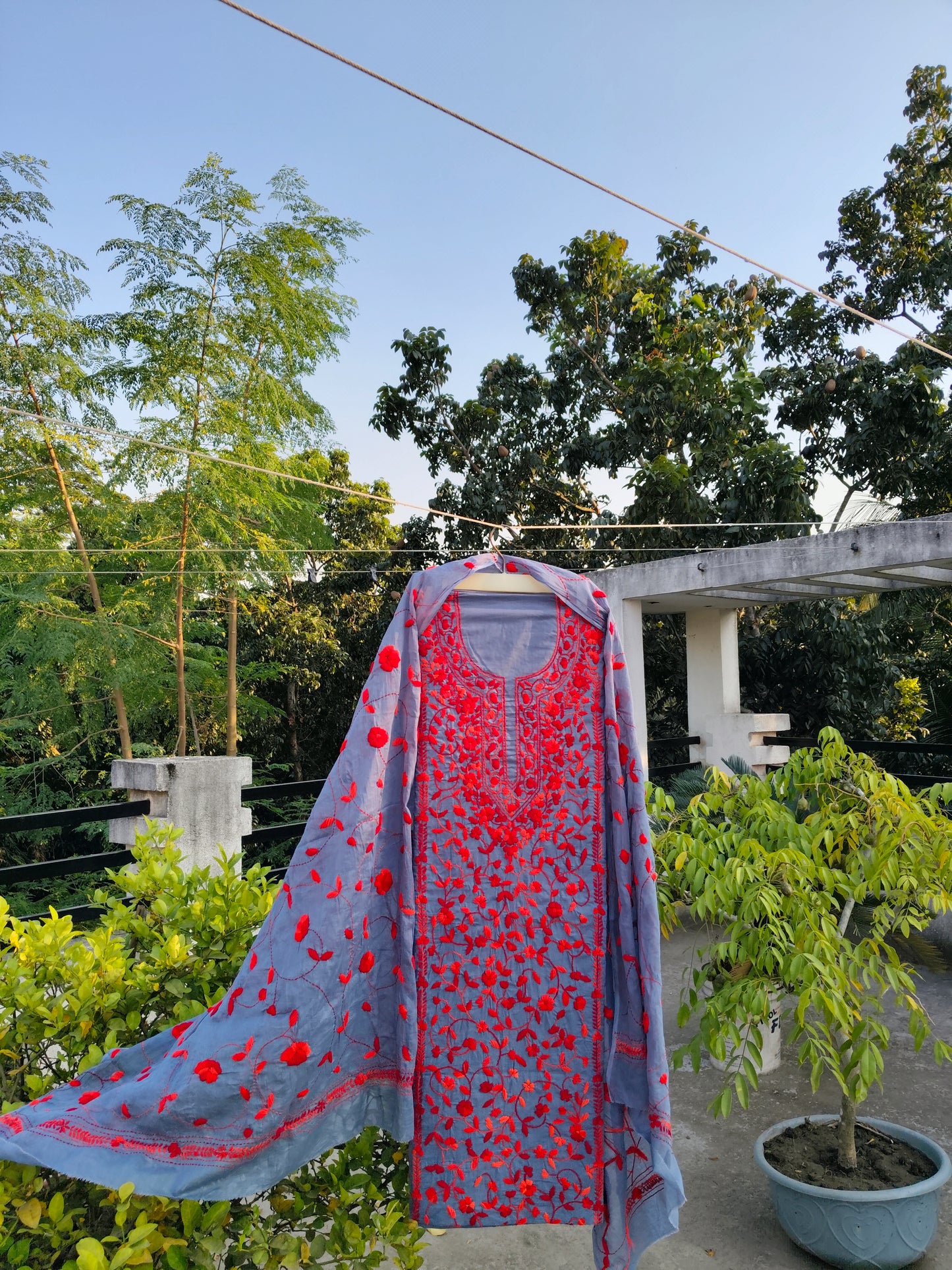 Chikonwala's Exclusive Hand Embroidered Fulkari Dress