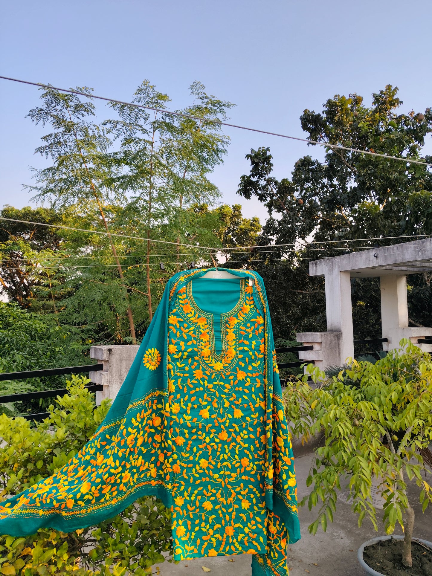 Chikonwala's Exclusive Hand Embroidered Fulkari Dress