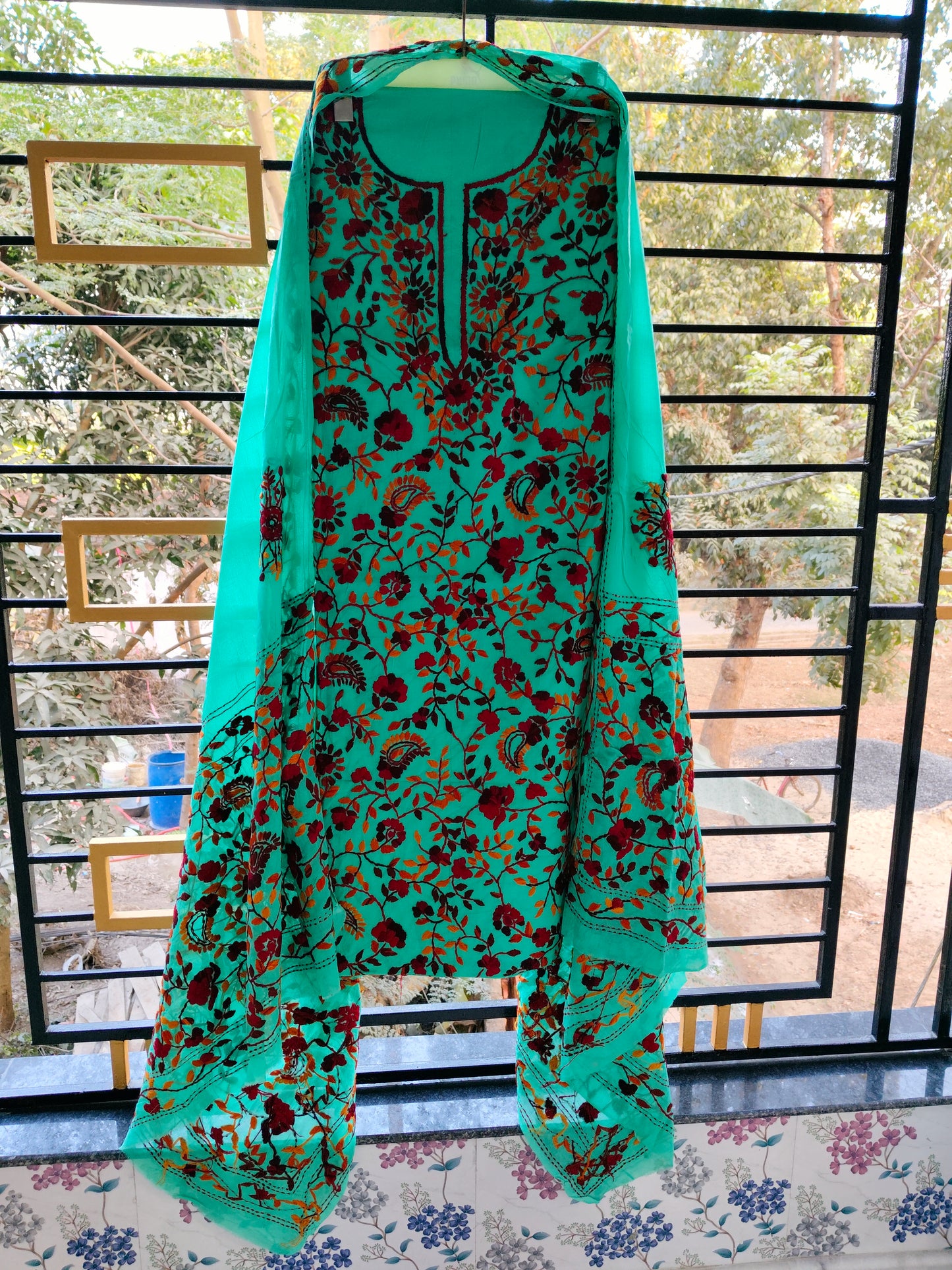 Chikonwala's Exclusive Hand Embroidered Fulkari Dress