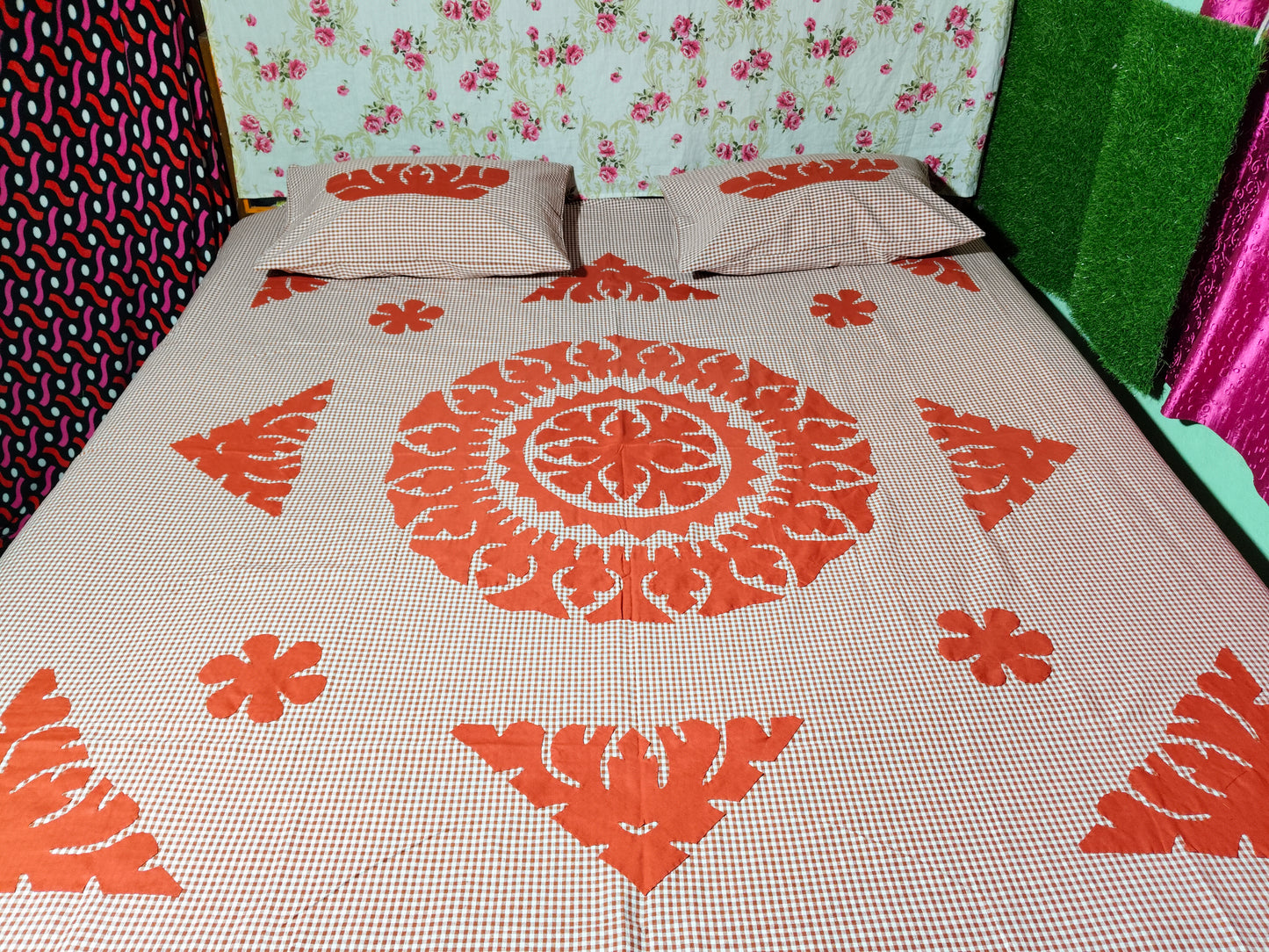 Chikonwala's Hand Pachwork Floral Design Bedsheet