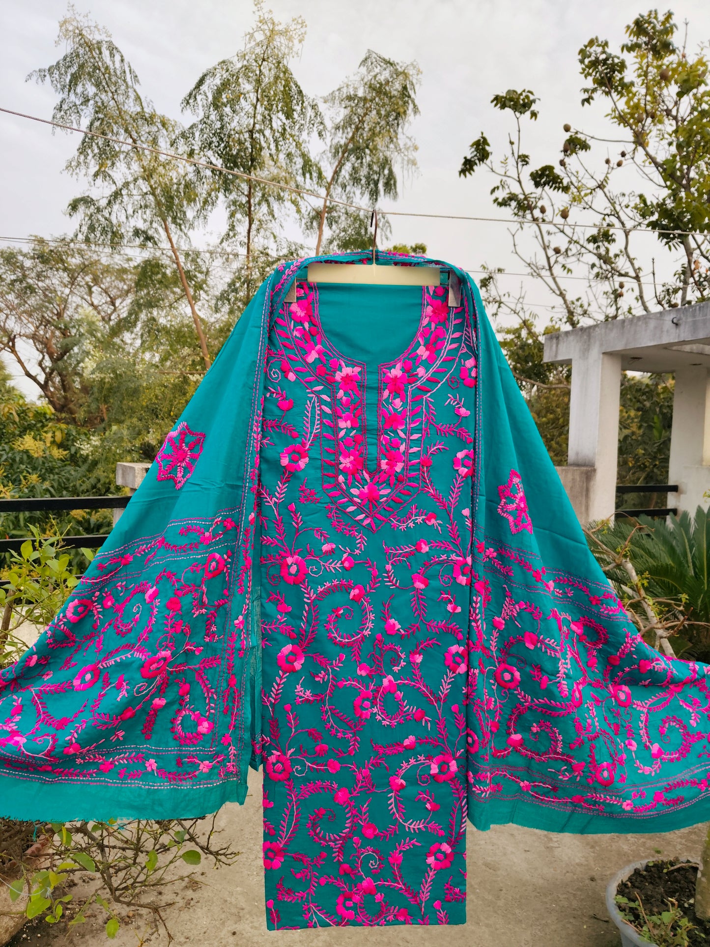 Chikonwala's Exclusive Hand Embroidered Fulkari Dress