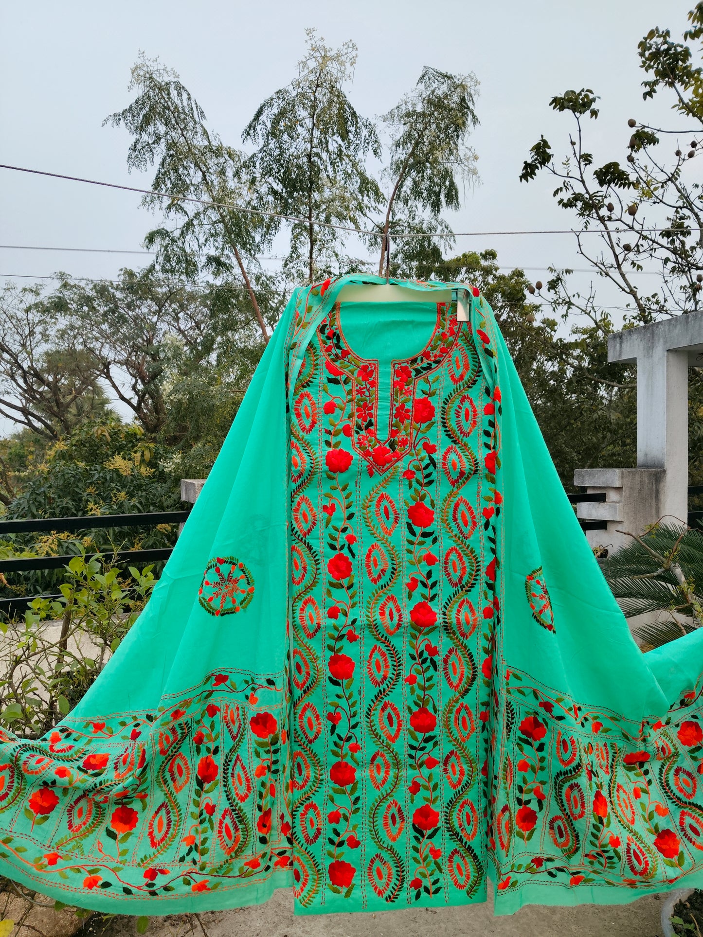 Chikonwala's Exclusive Hand Embroidered Fulkari Dress
