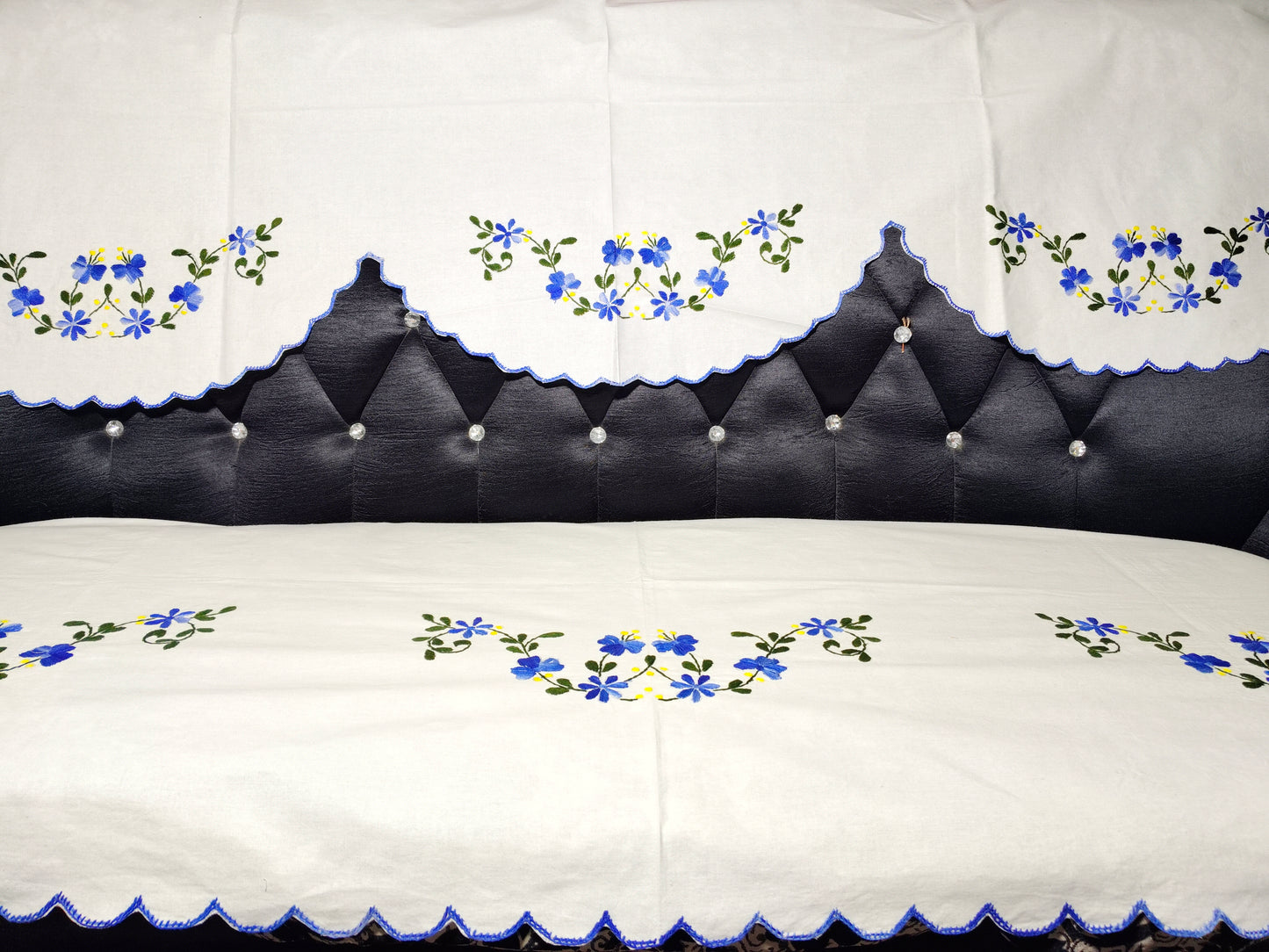 Hand Embroidered Sofa Cover (3+1+1 Seater)
