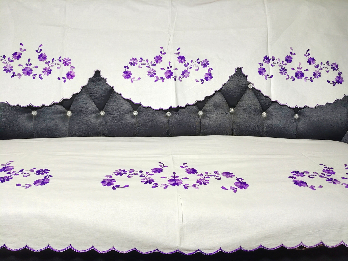 Hand Embroidered Sofa Cover (3+1+1 Seater)