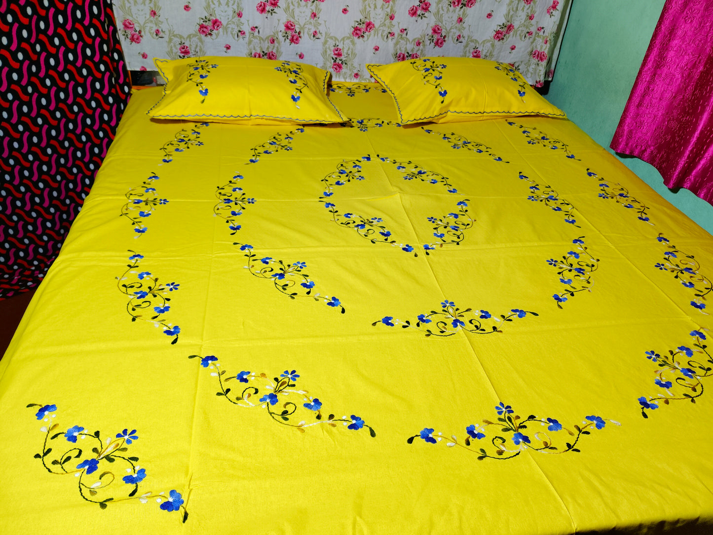 Chikonwala's Hand Embroidered Floral Design Bedsheet