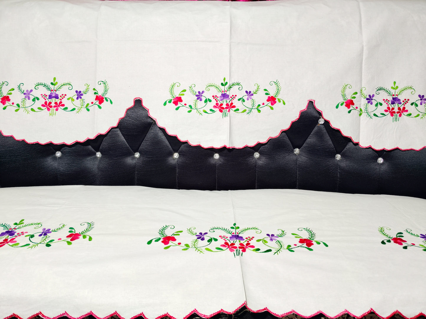 Hand Embroidered Sofa Cover (3+1+1 Seater)