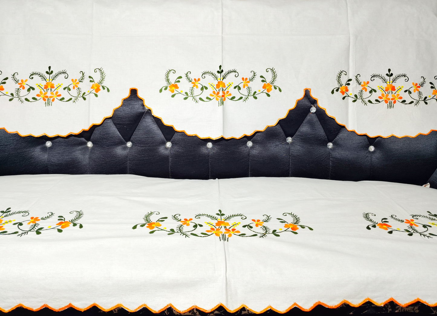 Hand Embroidered Sofa Cover (3+1+1 Seater)