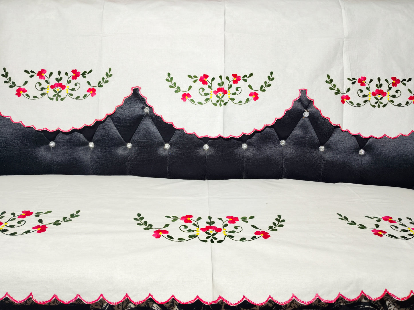 Hand Embroidered Sofa Cover (3+1+1 Seater)