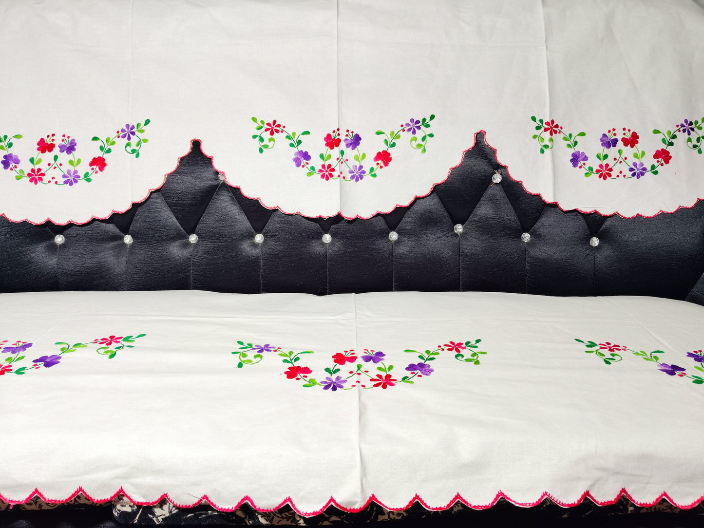 Hand Embroidered Sofa Cover (3+1+1 Seater)