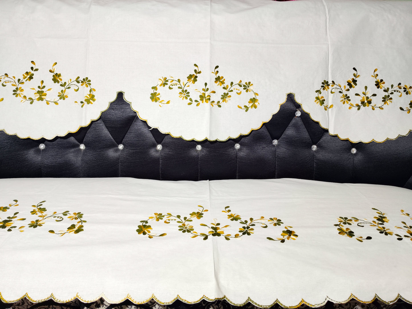 Hand Embroidered Sofa Cover (3+1+1 Seater)