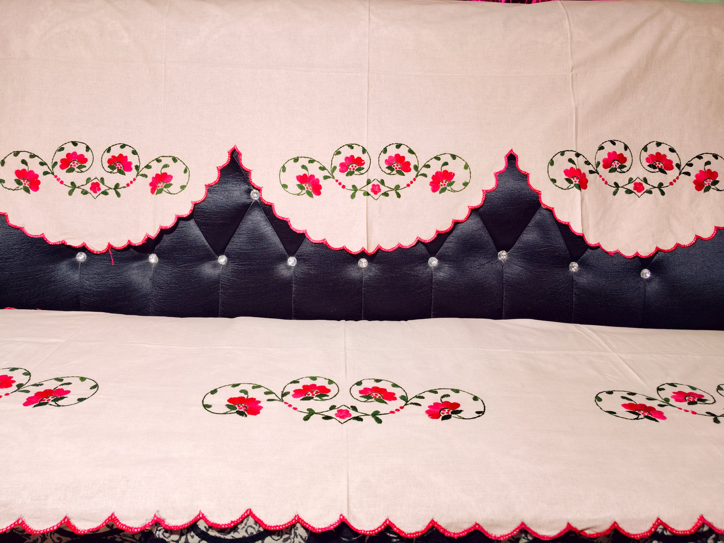 Hand Embroidered Sofa Cover (3+1+1 Seater)