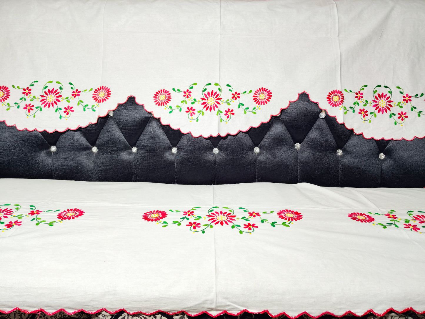 Hand Embroidered Sofa Cover (3+1+1 Seater)