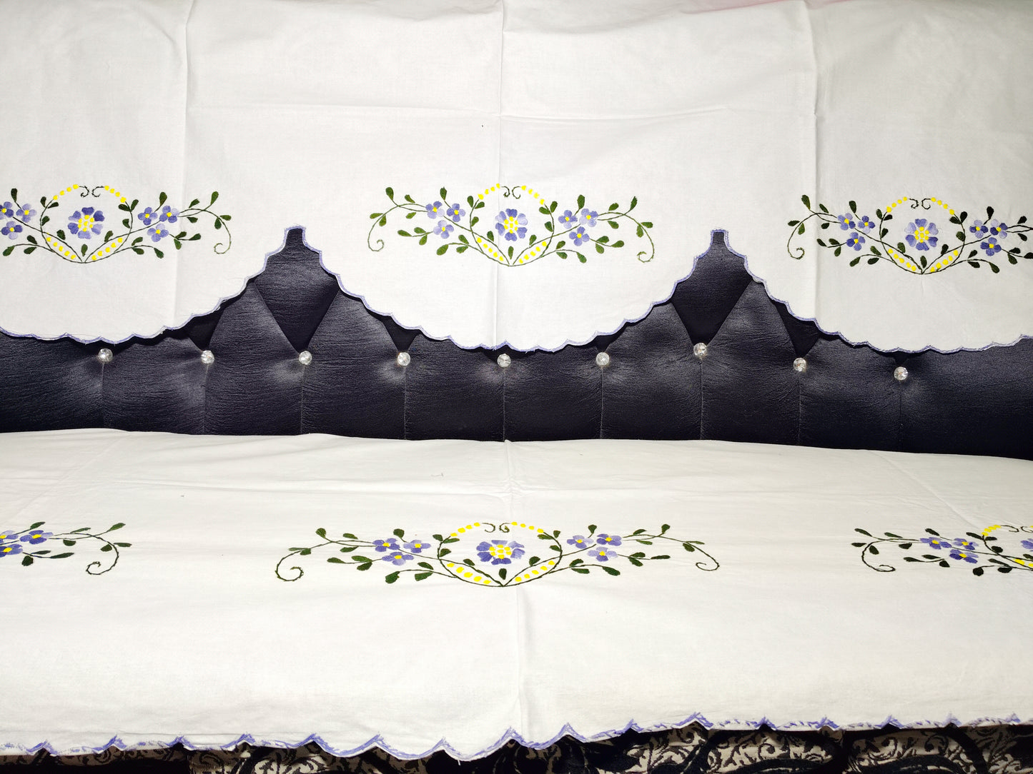 Hand Embroidered Sofa Cover (3+1+1 Seater)