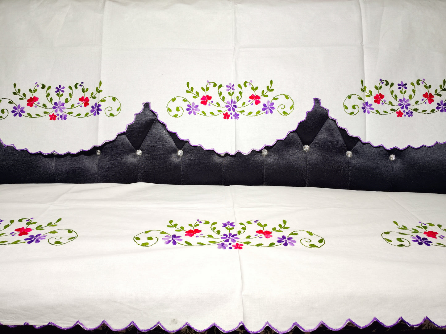 Hand Embroidered Sofa Cover (3+1+1 Seater)