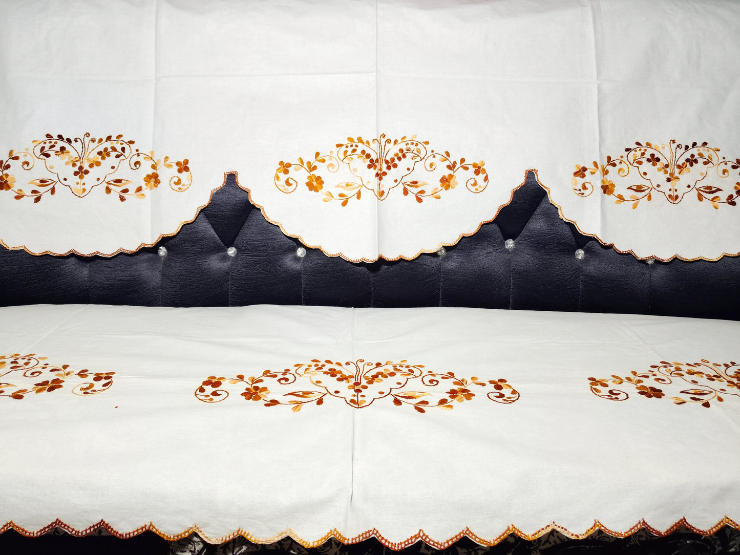 Hand Embroidered Sofa Cover (3+1+1 Seater)