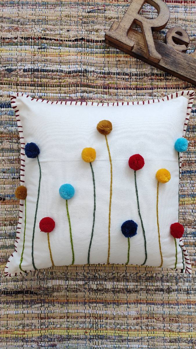 Chikonwala's Pom Pom Cushion Covers(Set of 2 || 40x40 cm)