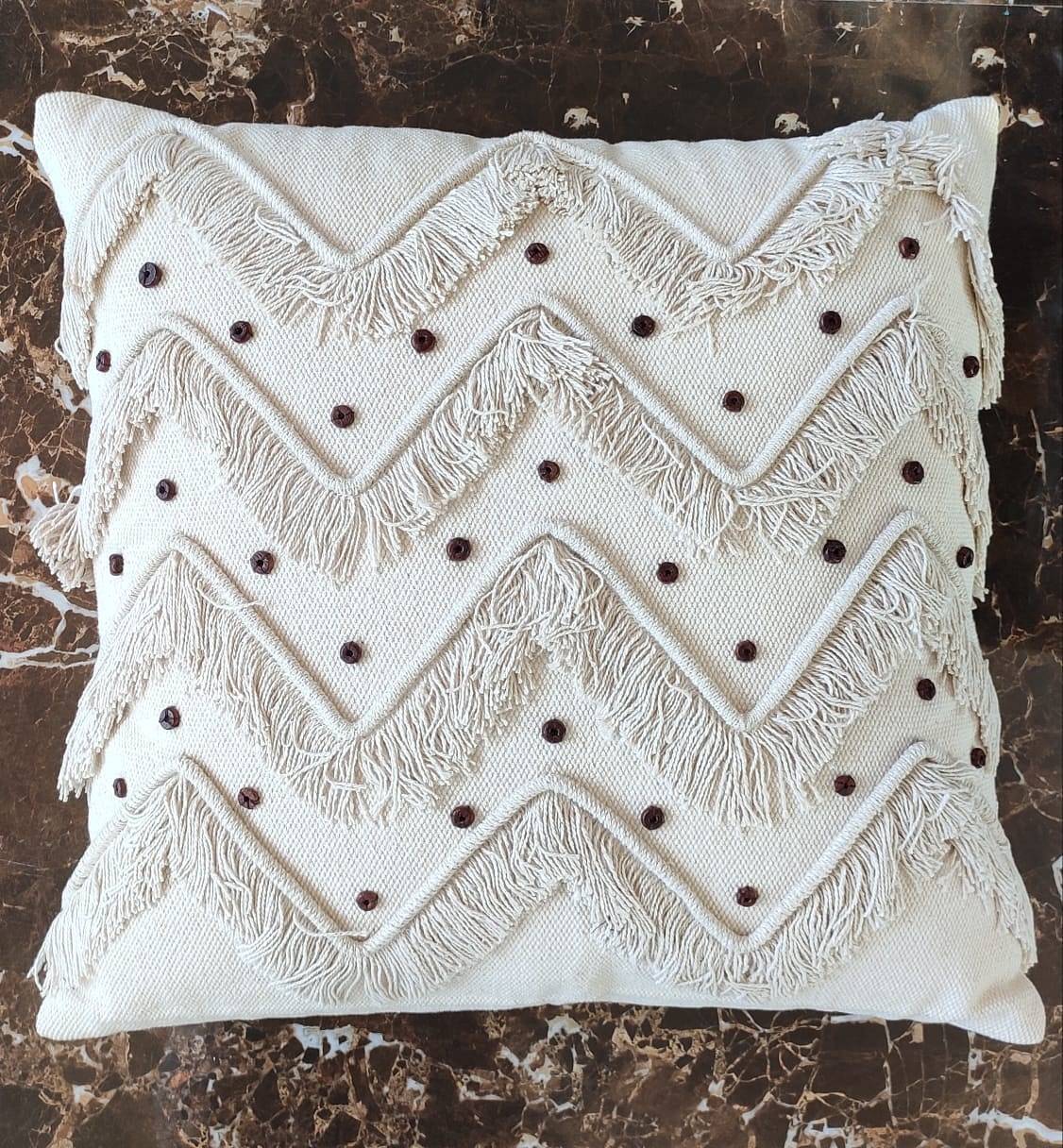 Chikonwala's Frill with Beadwork Cushion Covers(Set of 2 || 40x40 cm)