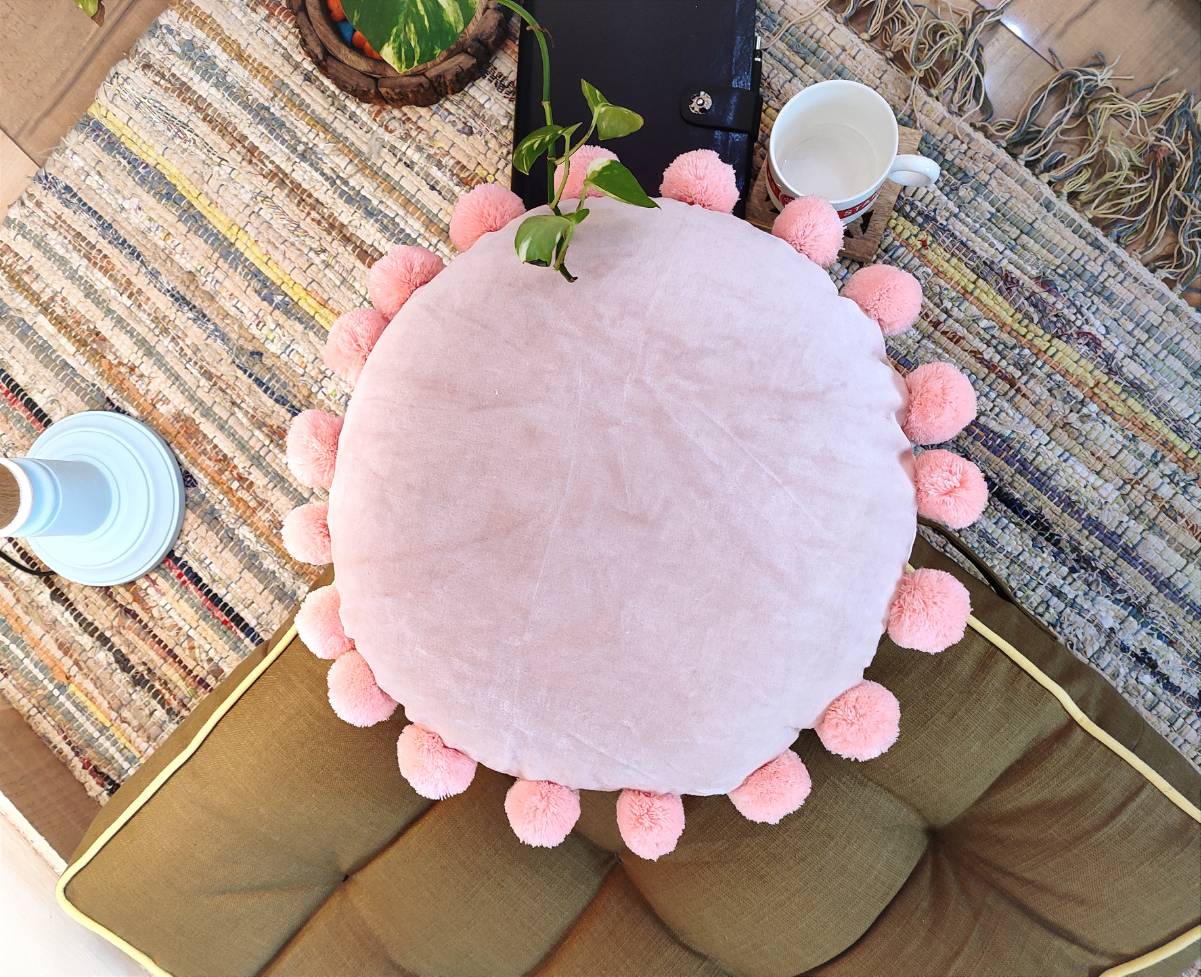 Chikonwala's Velvet Cushion Covers with Pom Pom(Set of 2 || 40x40 cm)