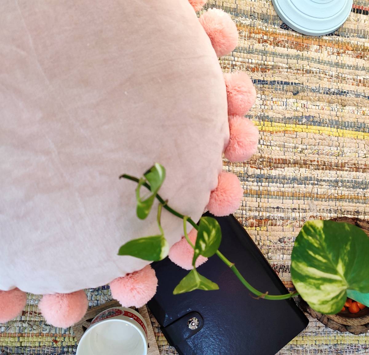 Chikonwala's Velvet Cushion Covers with Pom Pom(Set of 2 || 40x40 cm)