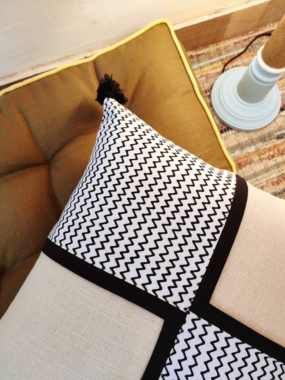 Chikonwala's Patch Work Cushion Covers with Tassel(Set of 2 || 40x40 cm)