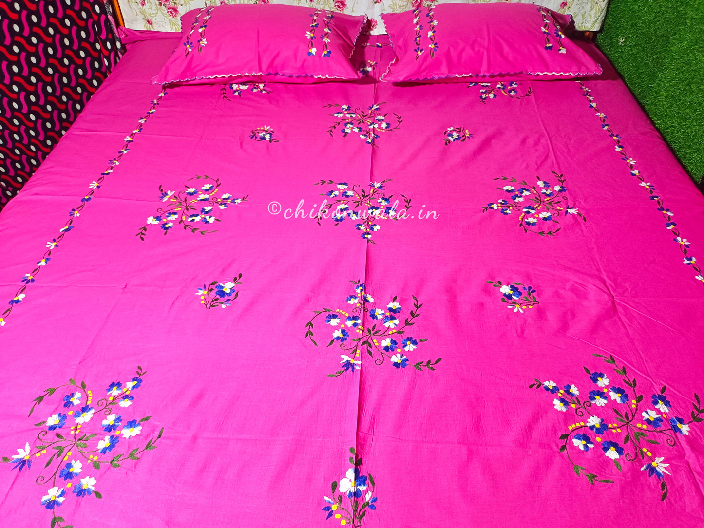 Chikonwala's Hand Embroidered Floral Design Bedsheet