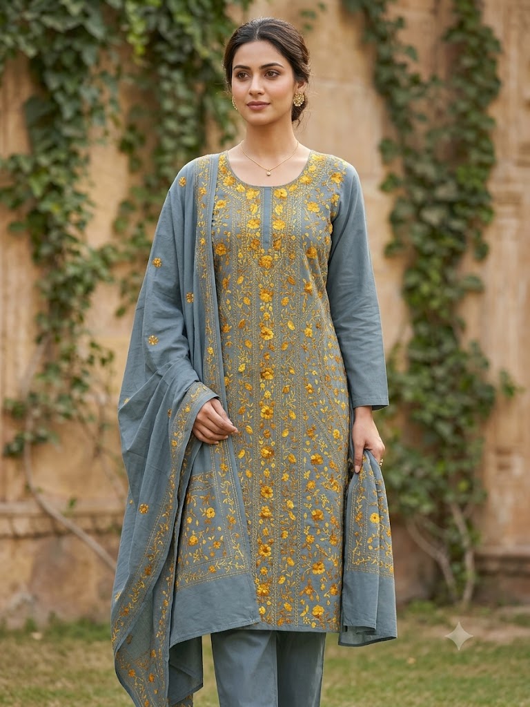 Chikonwala's Exclusive Hand Embroidered Fulkari Dress