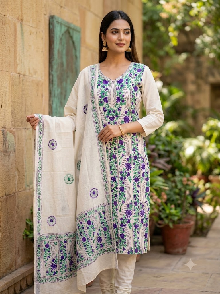 Chikonwala's Exclusive Hand Embroidered Fulkari Dress