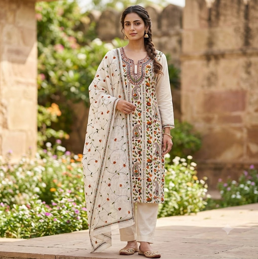 Chikonwala's Exclusive Hand Embroidered Fulkari Dress