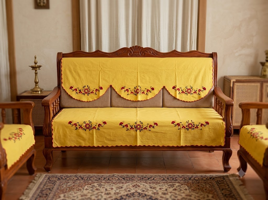 Hand Embroidered Sofa Cover (3+1+1 Seater)