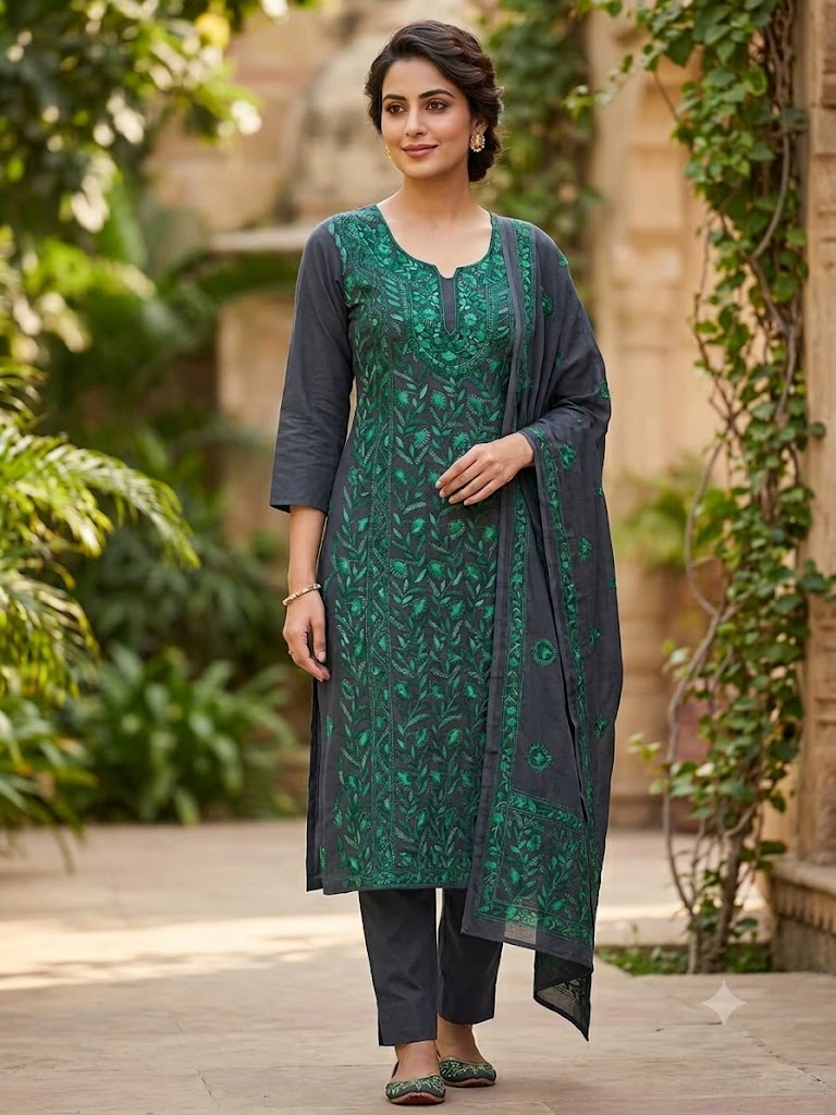 Chikonwala's Exclusive Hand Embroidered Fulkari Dress