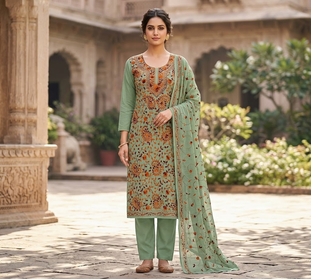 Chikonwala's Exclusive Hand Embroidered Fulkari Dress