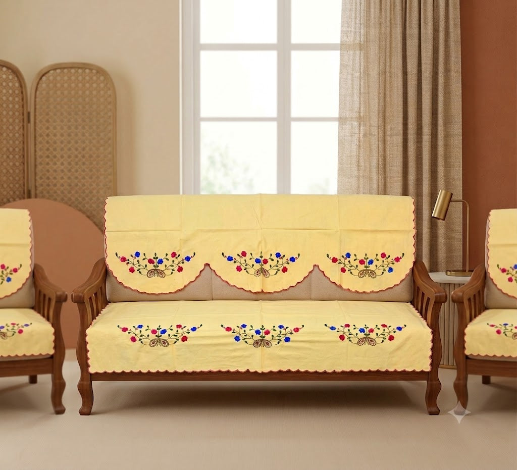 Hand Embroidered Sofa Cover (3+1+1 Seater)