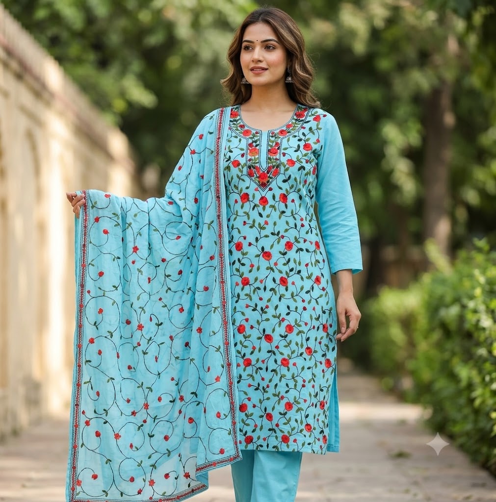 Chikonwala's Exclusive Hand Embroidered Fulkari Dress