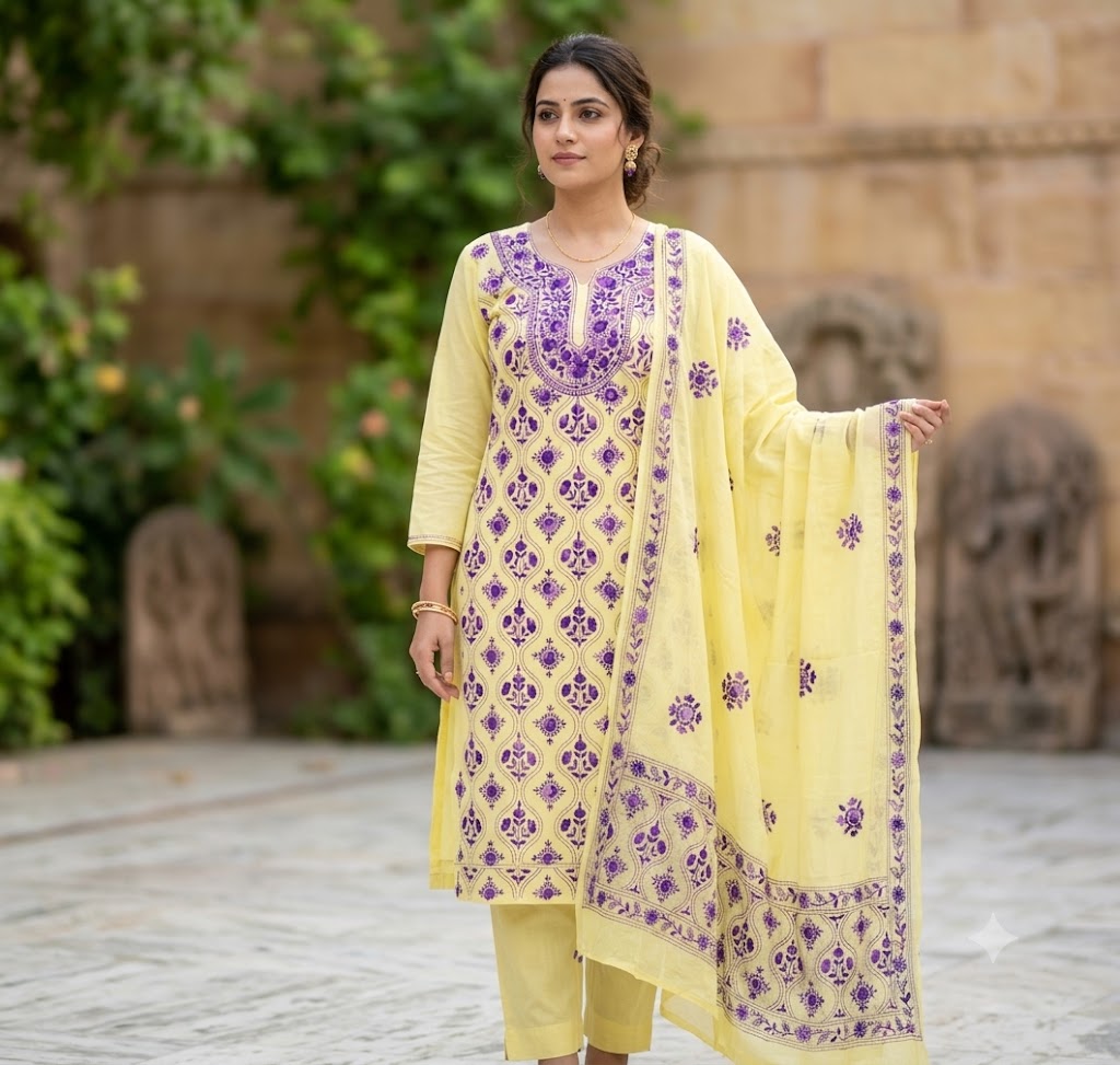 Chikonwala's Exclusive Hand Embroidered Fulkari Dress
