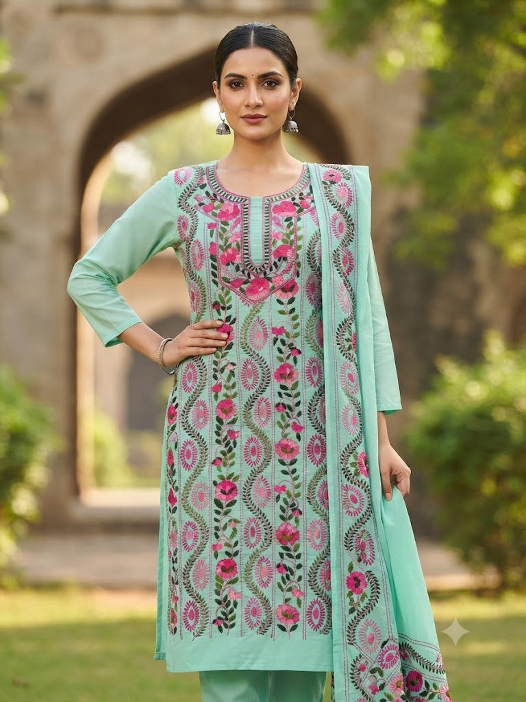 Chikonwala's Exclusive Hand Embroidered Fulkari Dress