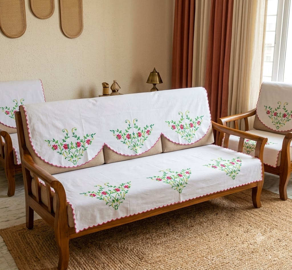 Hand Embroidered Sofa Cover (3+1+1 Seater)