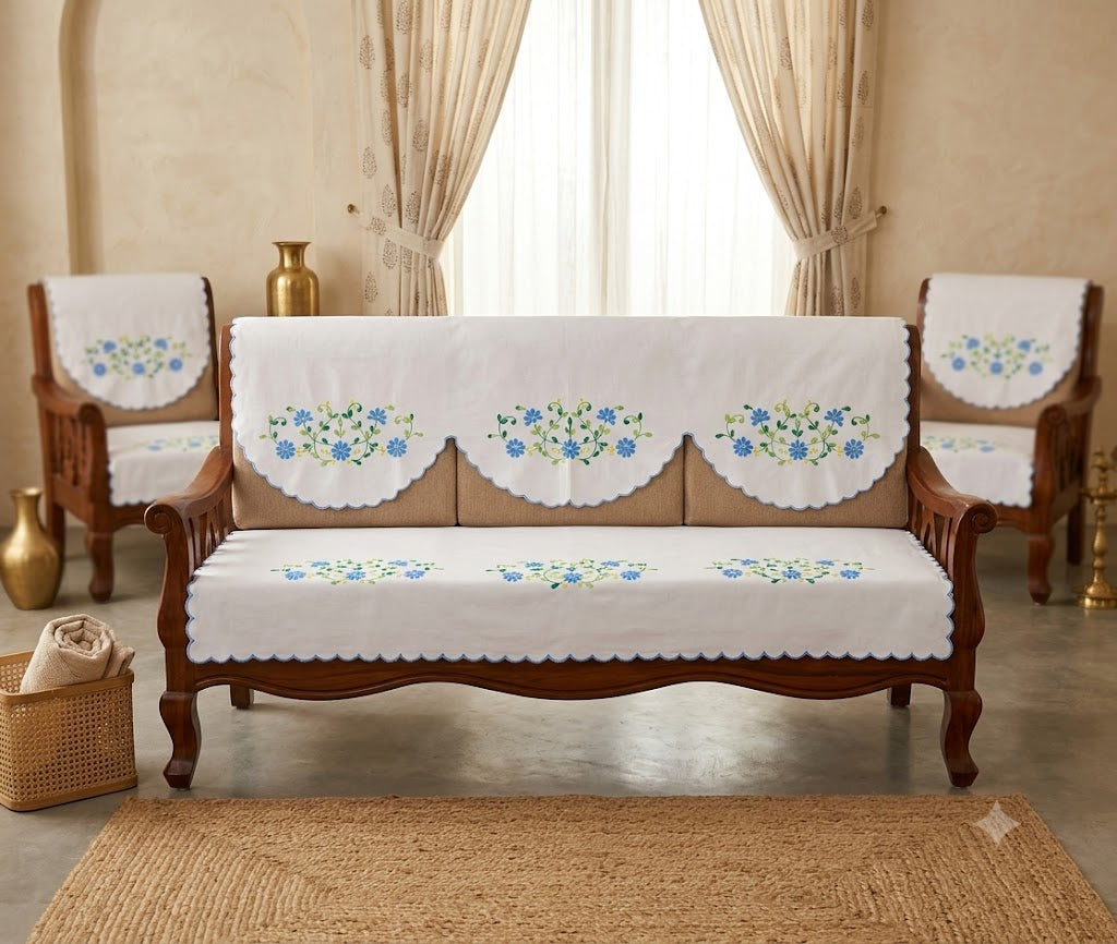 Hand Embroidered Sofa Cover (3+1+1 Seater)