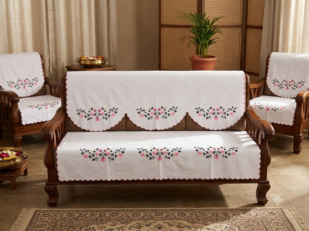 Hand Embroidered Sofa Cover (3+1+1 Seater)